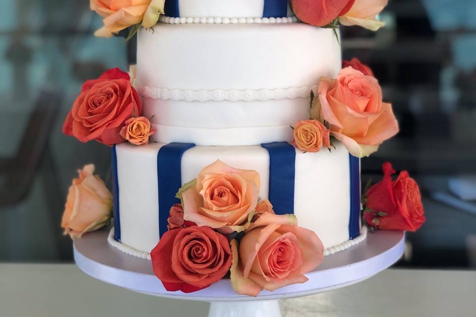 Blue and White Cake