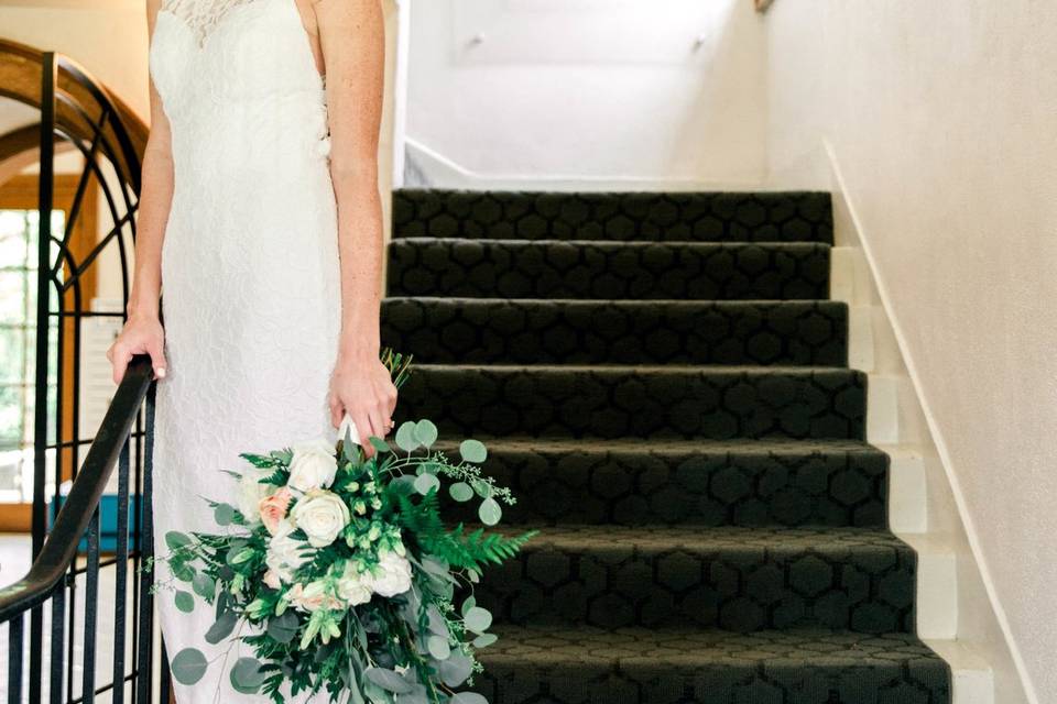 Bride by the stairs