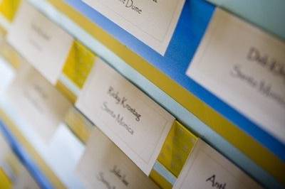 Janet & Lars chose a ribbon board to display their placecards.