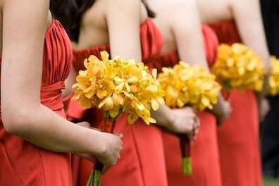 Dora's maids all in a row during the ceremony