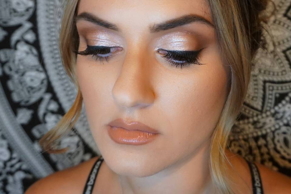 Bridal glam makeup closeup