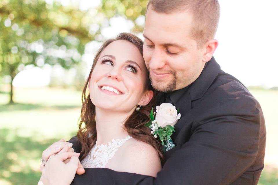 Bride and groom happy