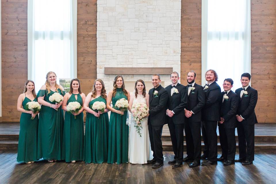 Bride, groom and friends