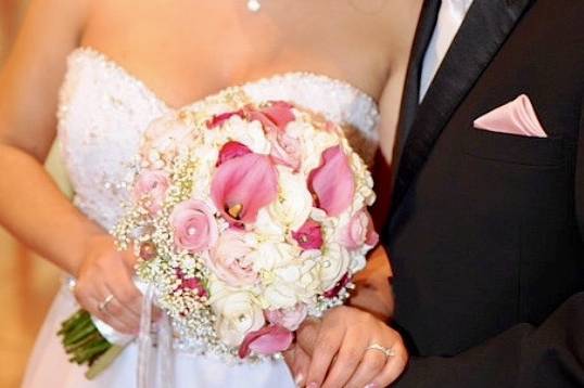 Happy bride and groom