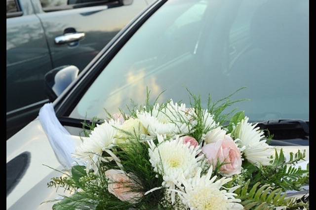 Floral decor on the car