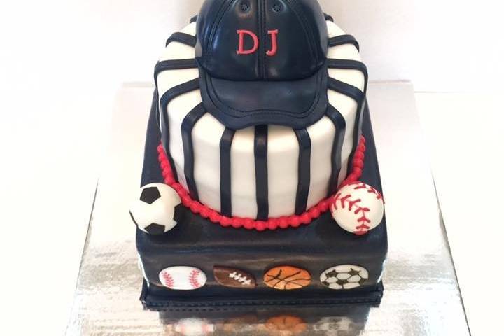 Sports theme birthday cake