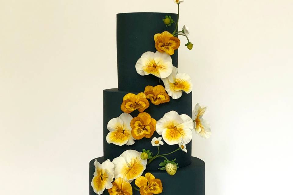 Painted Pansies on Blue