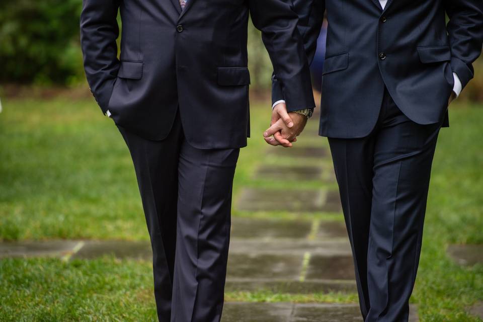 Holding hands while on a walk