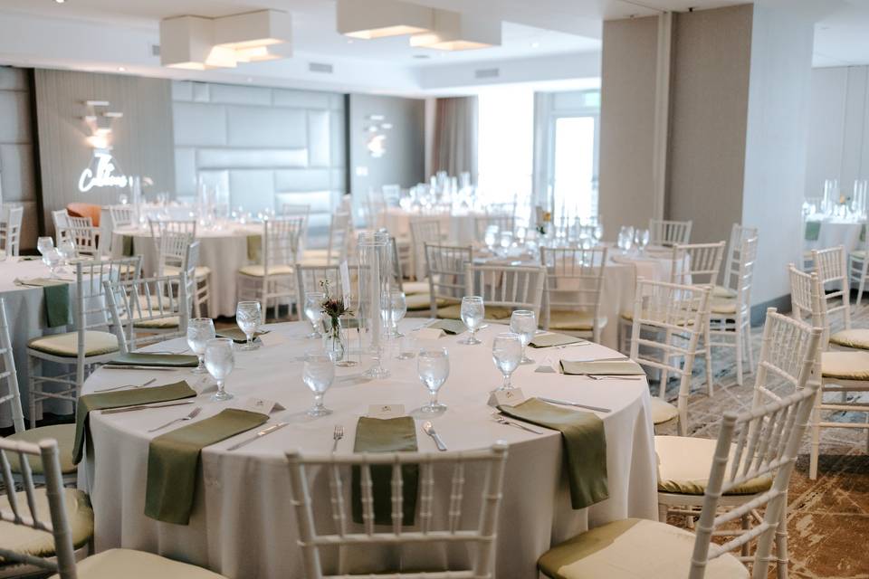 Dinner setup in banquet hall