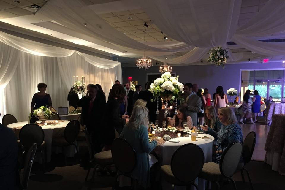 Table setup with flower centerpiece