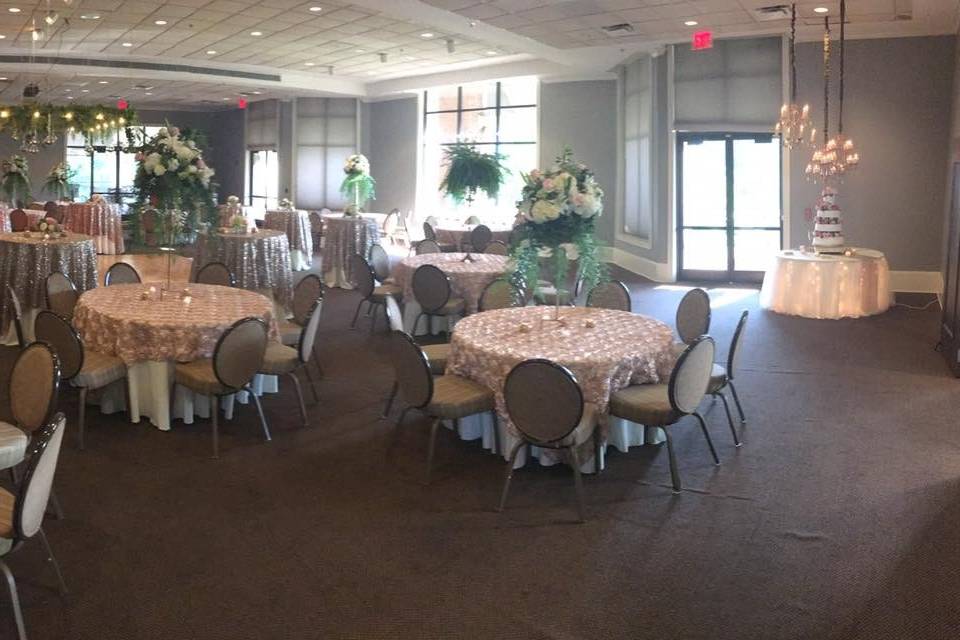 Table setup with flower centerpiece