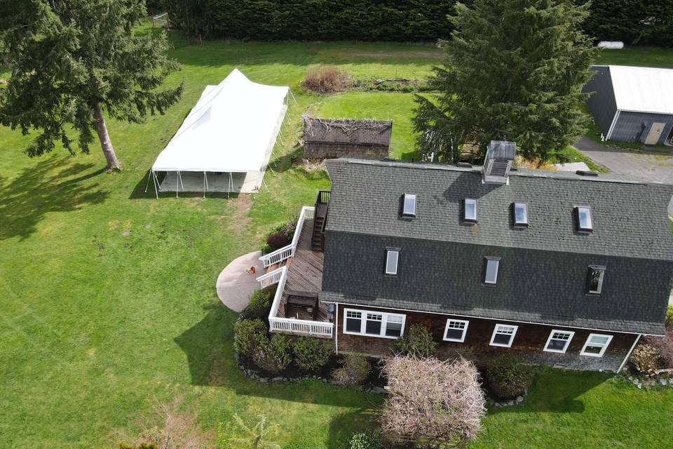 Aerial View of Barn & Tent