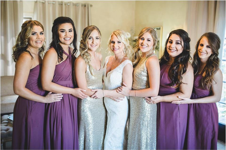 Bride with bridesmaids