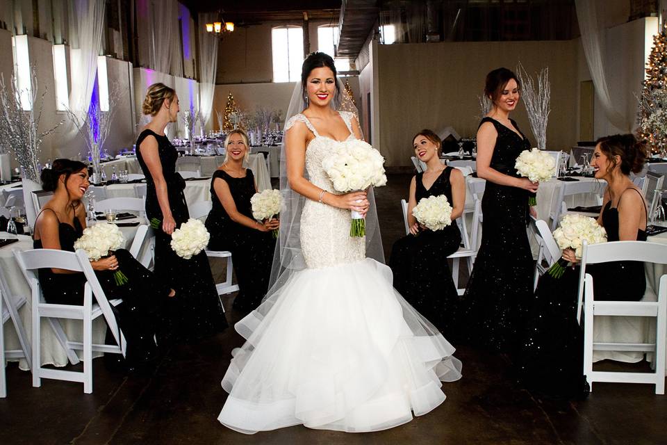 The bride holding her bouquet