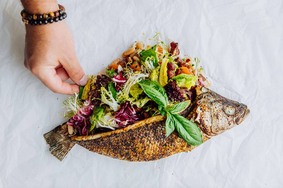 Whole Grilled CA Seabass