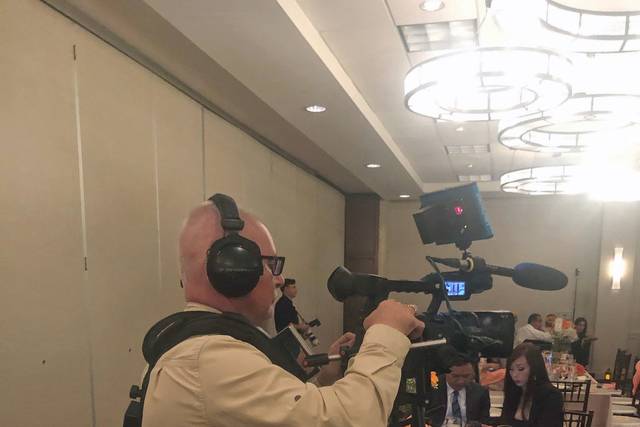 Filming Vee & Pitch's reception
