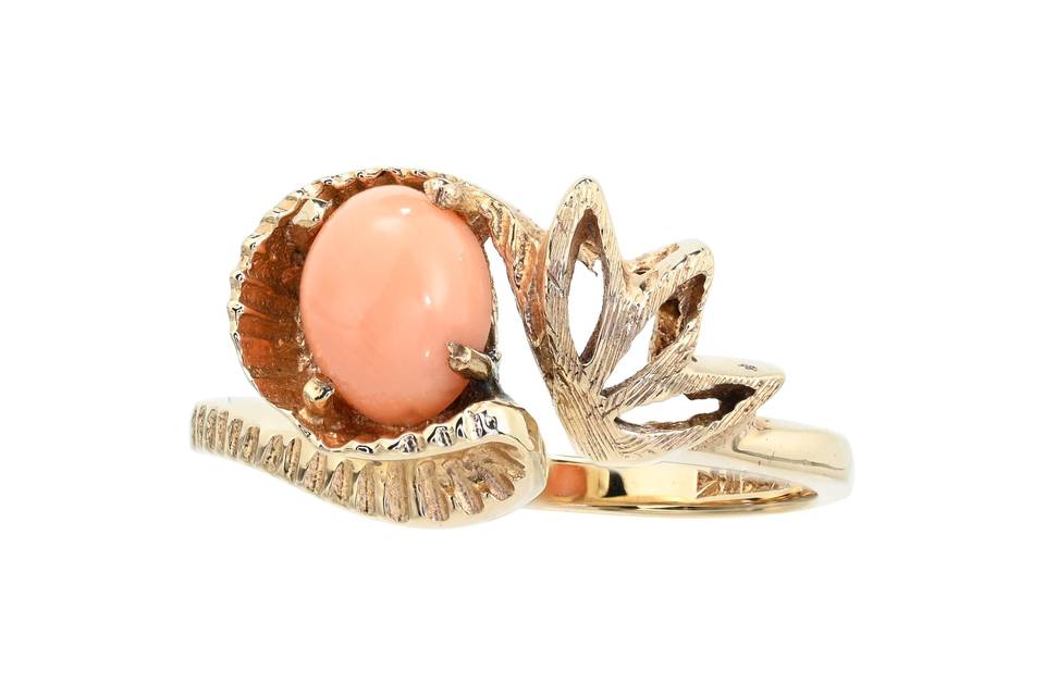 Vintage pink coral ring