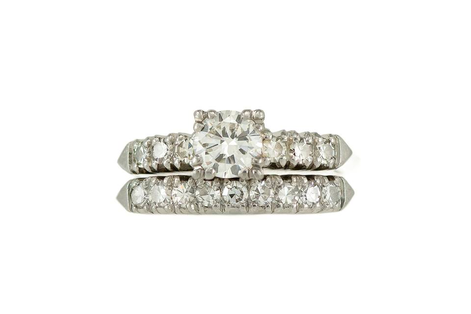 Retro diamond ring set