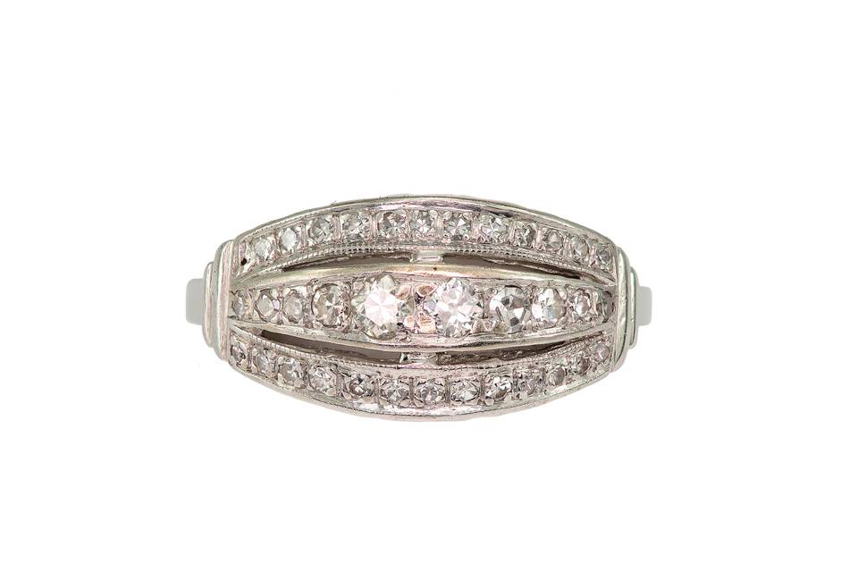 Triple row diamond band