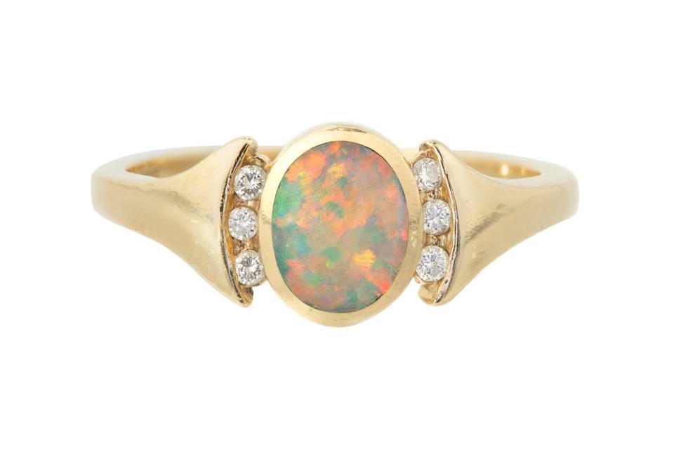 Opal and diamond ring