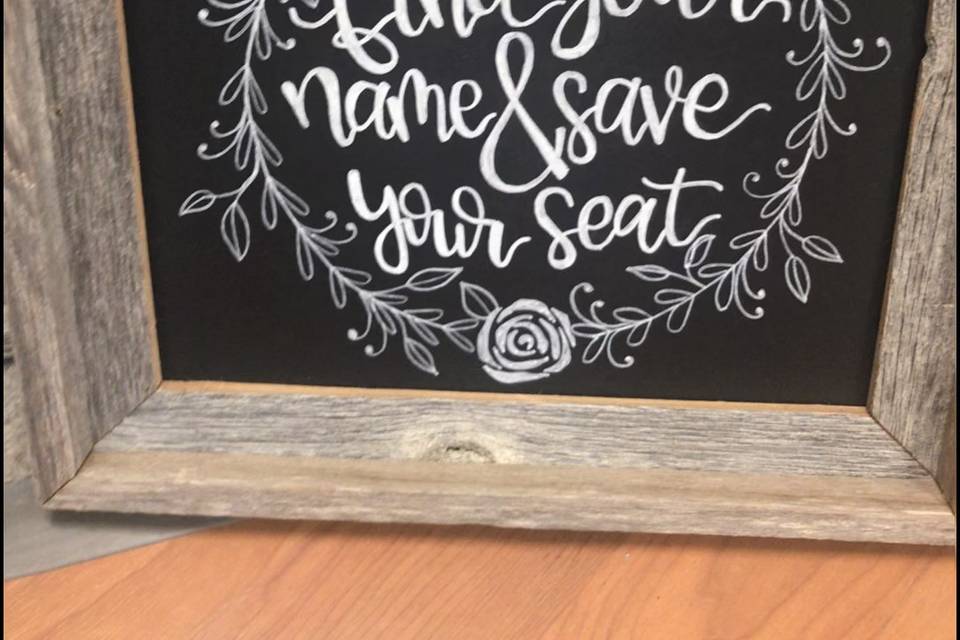 Find Your Seat sign