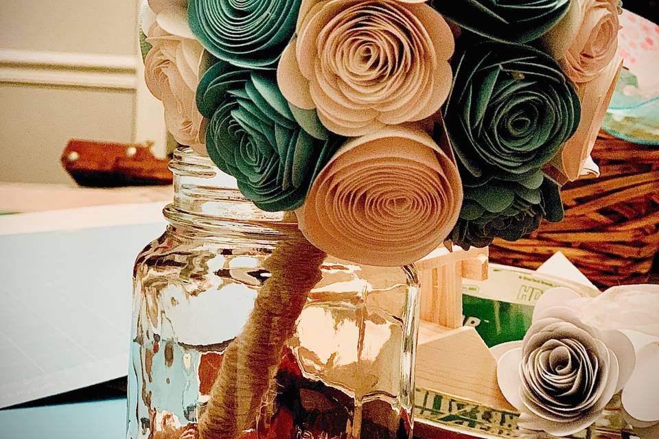 Paper flower throwing bouquet