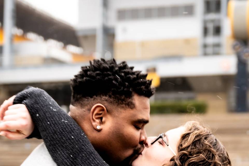 Snowy engagement session