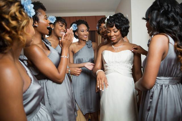 Bride and bridesmaids