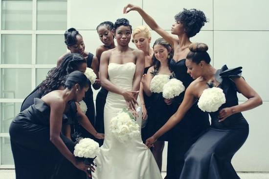 The bride with her bridesmaids