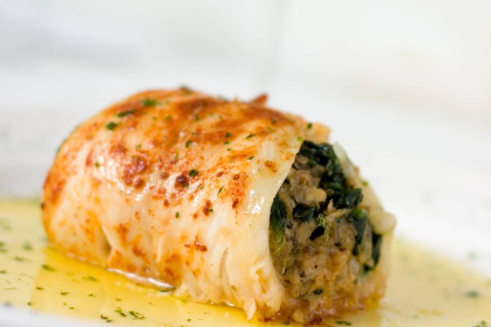 Crab stuffed dover sole