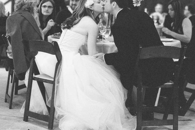 Newlyweds kiss