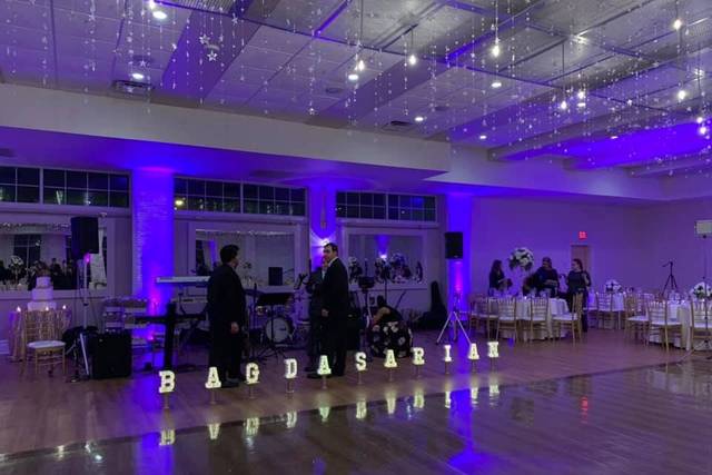 Dance floor with signage