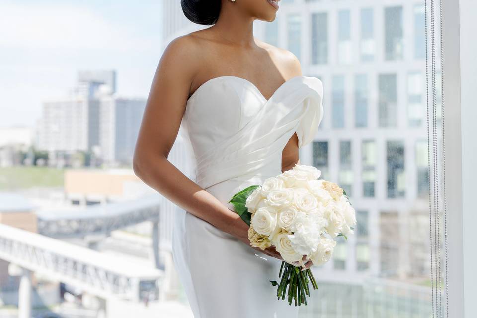 Elegant Bride and Bouquet