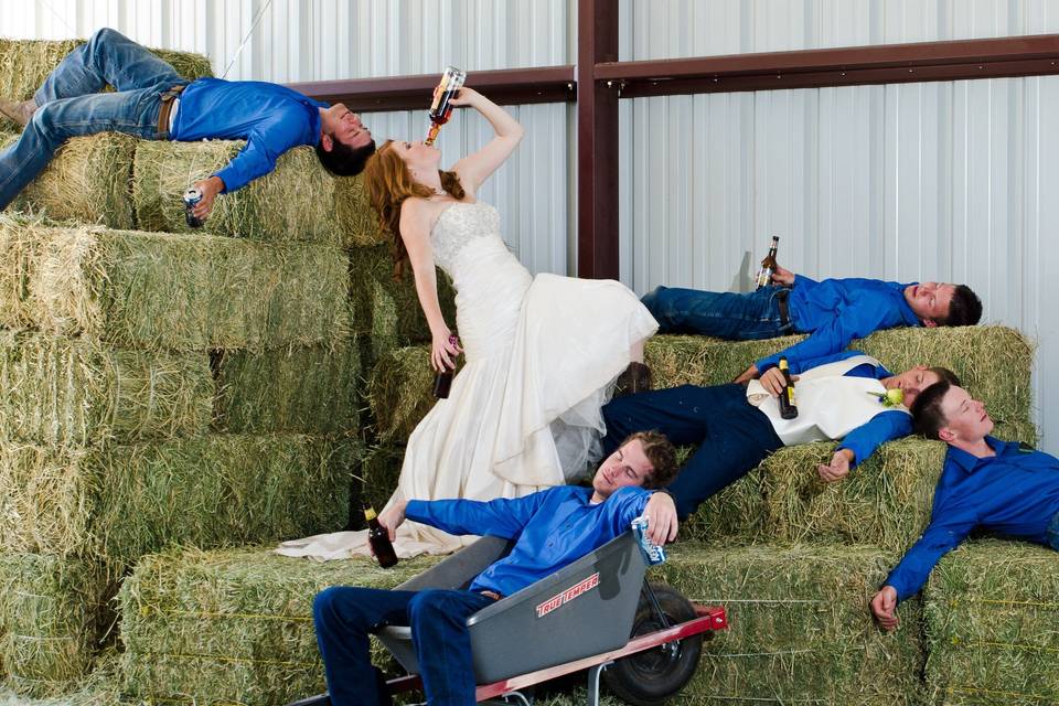 Bride and the groomsmen