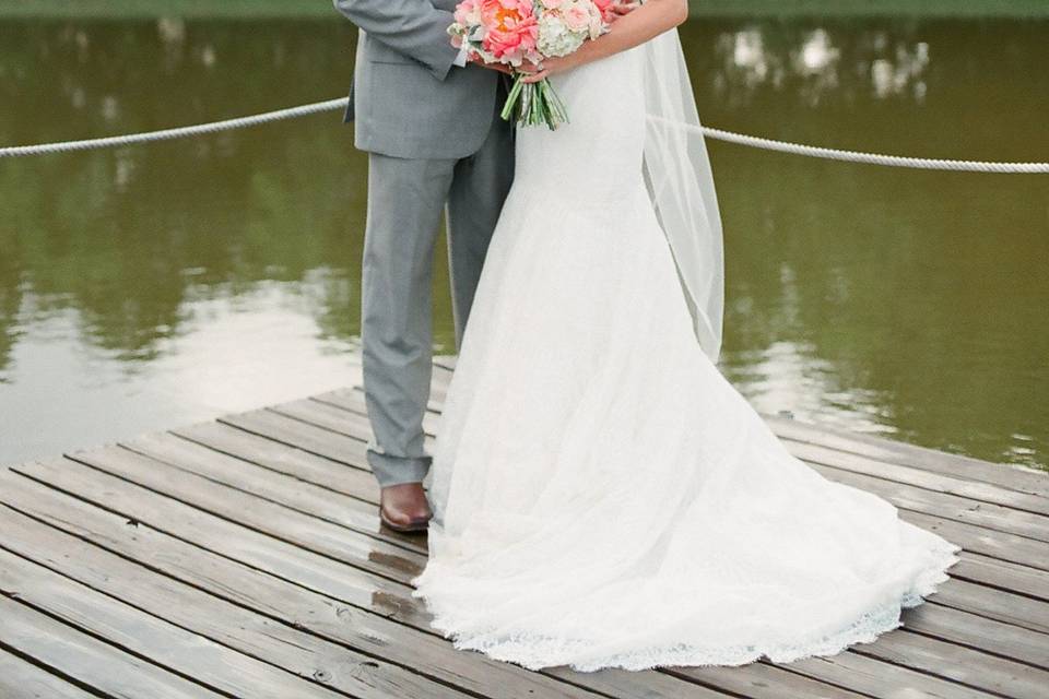 Newlyweds by the water