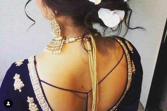 Boho-chic hair style with florals