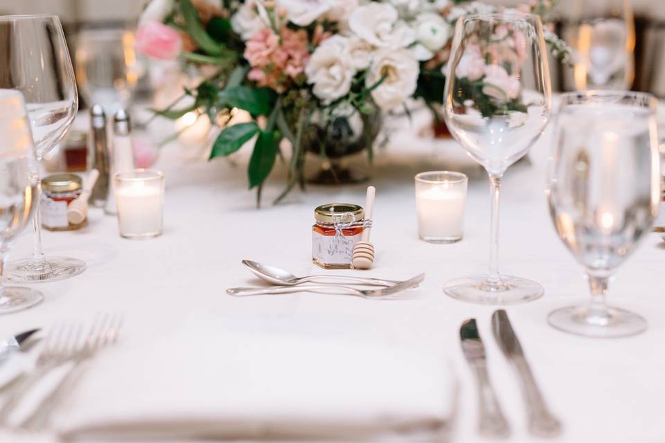 Table setup with centerpiece