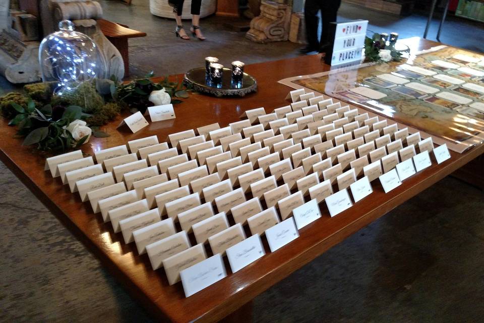 A unique escort card table