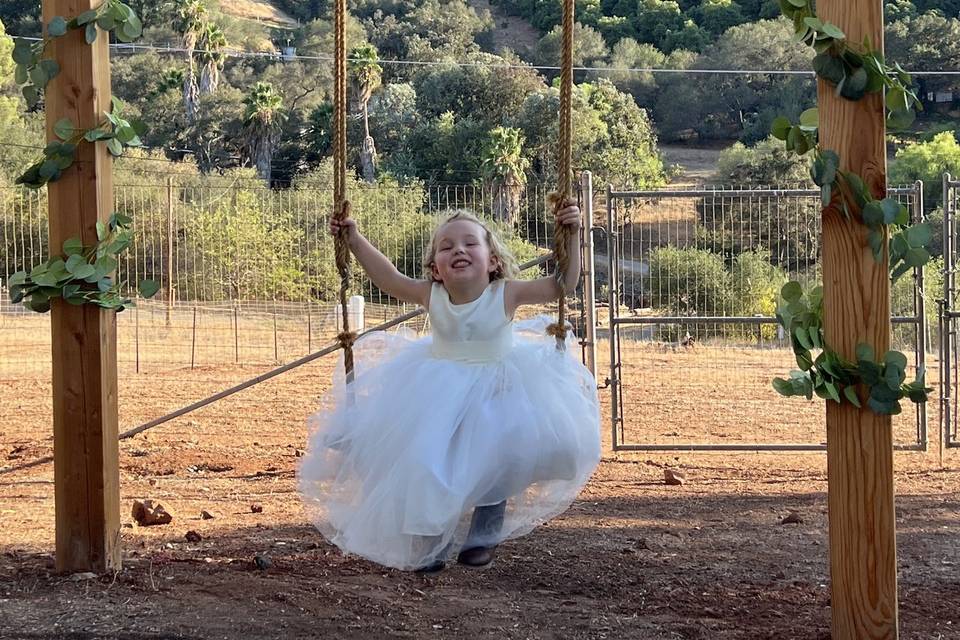 Flower girl on Swing