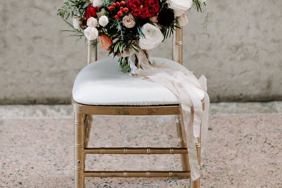 Bouquet and Wedding Chair