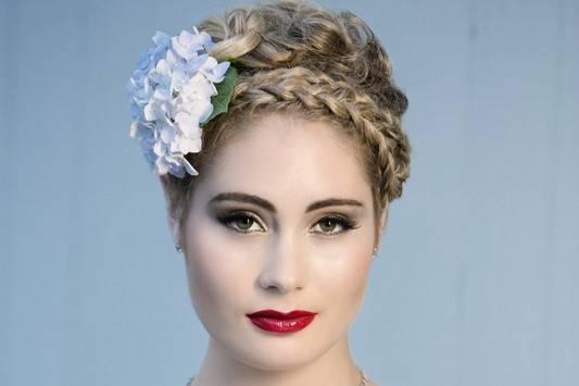 Bridal makeup and braided updo