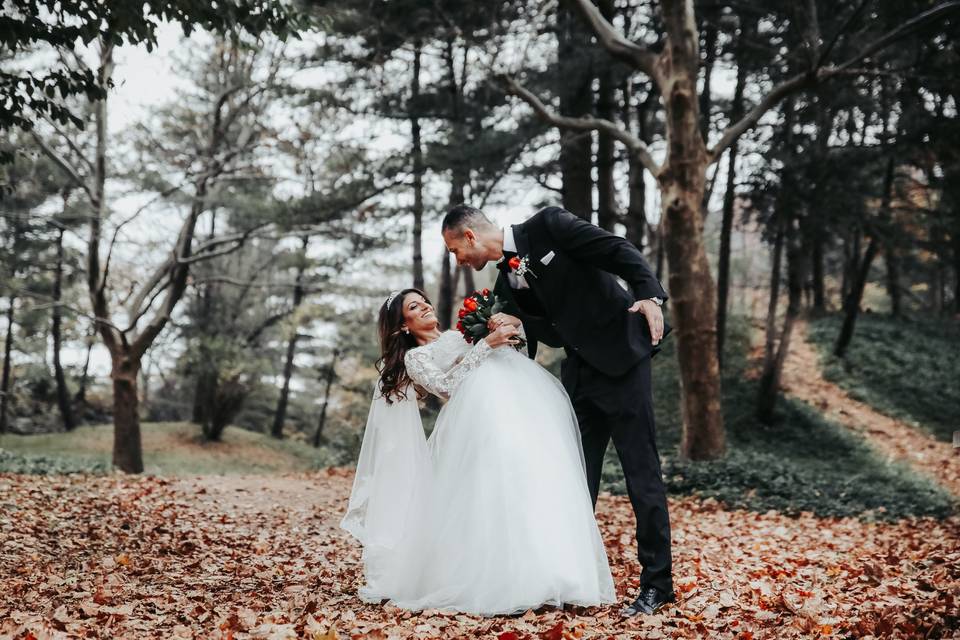 Romantic newlyweds