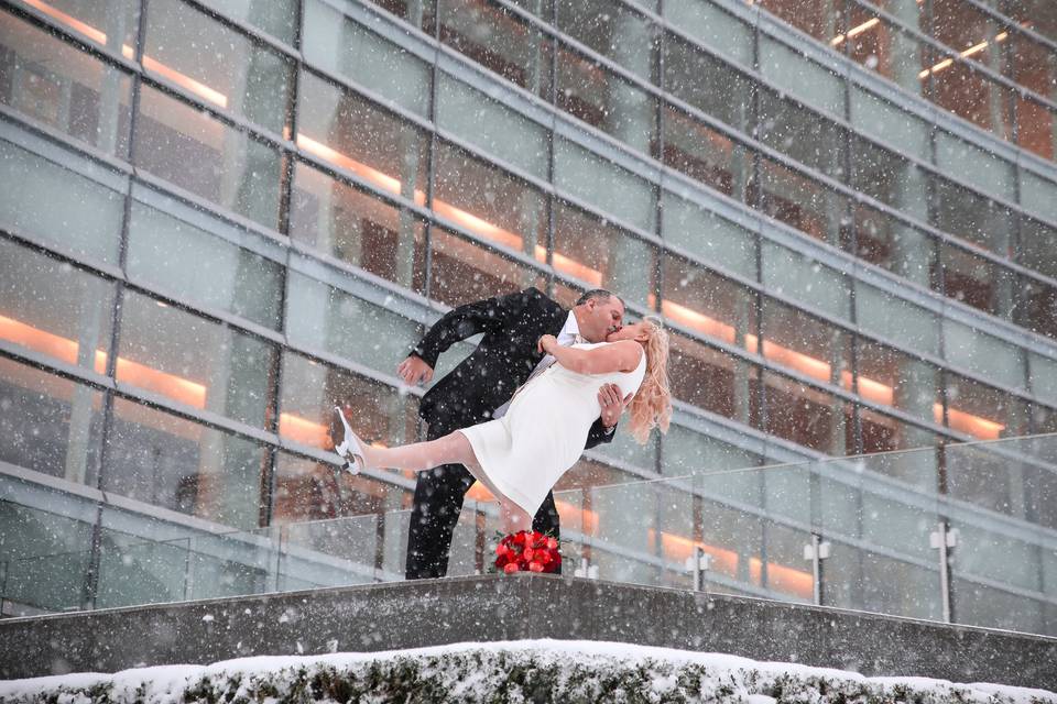 A passionate kiss