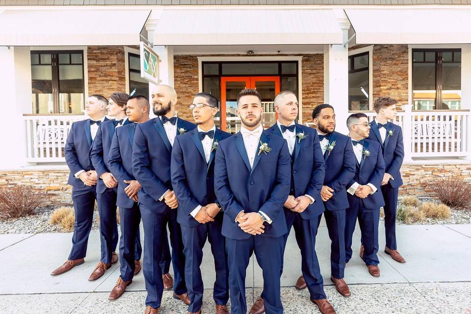 Wedding party in suits