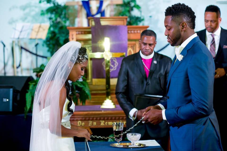 Bride and groom at the ceremony