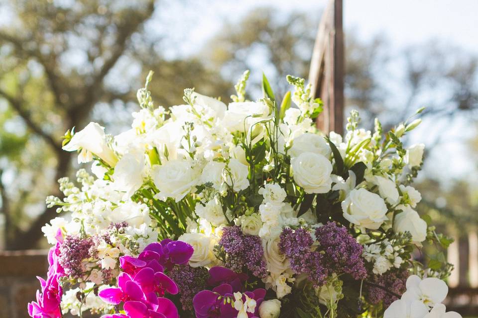 Floral arrangement on the barrel