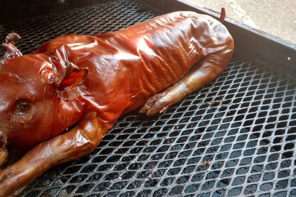 Roasted suckling pig.