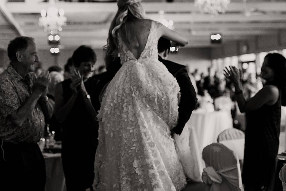 Couple's grand entrance