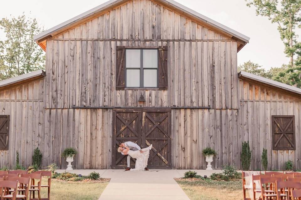Just married infront of barn