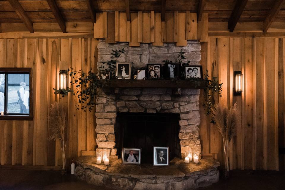 One of 2 indoor fireplaces